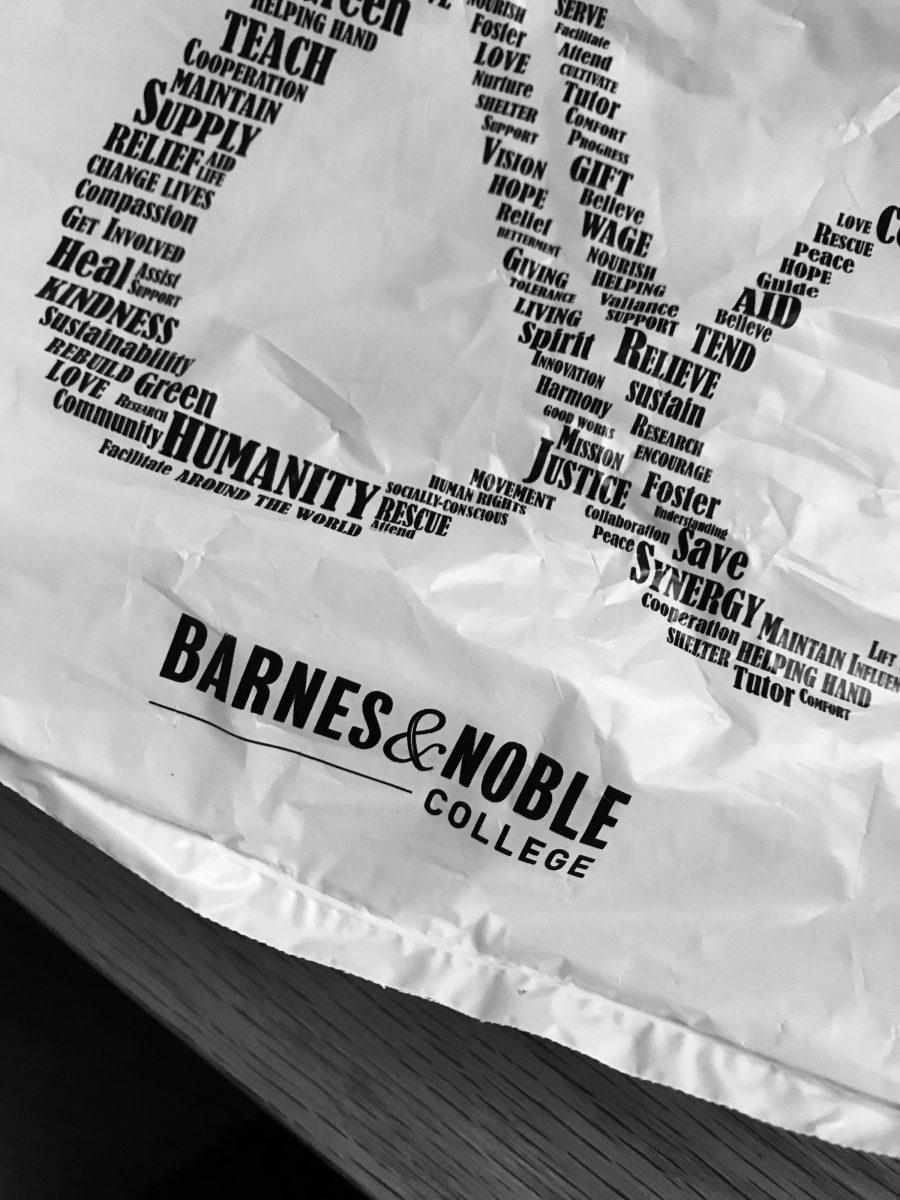 New Barnes and Noble bags in the bookstore (Photo
by Luke Malanga 20).