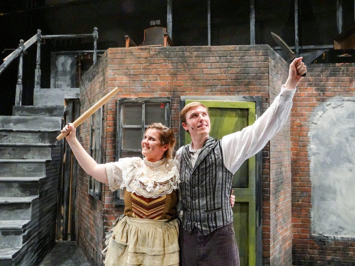 Jenn Tague ’20 and Brendan McGill ’20  turn their eyes to revenge in “Sweeney Todd” (Photo by Megan Hennessy 18).