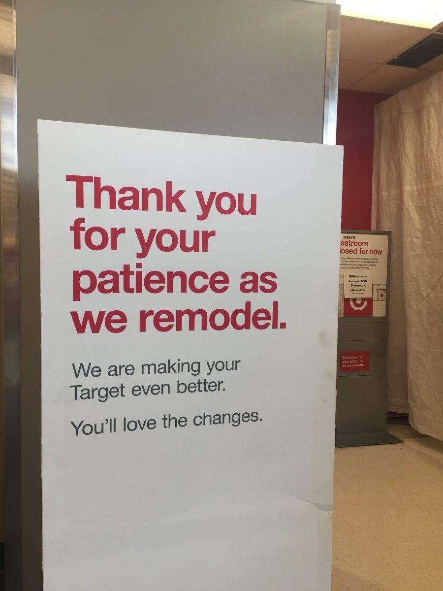 Sign in Target about the renovations taking place (Photo by Maura Donnelly 20).