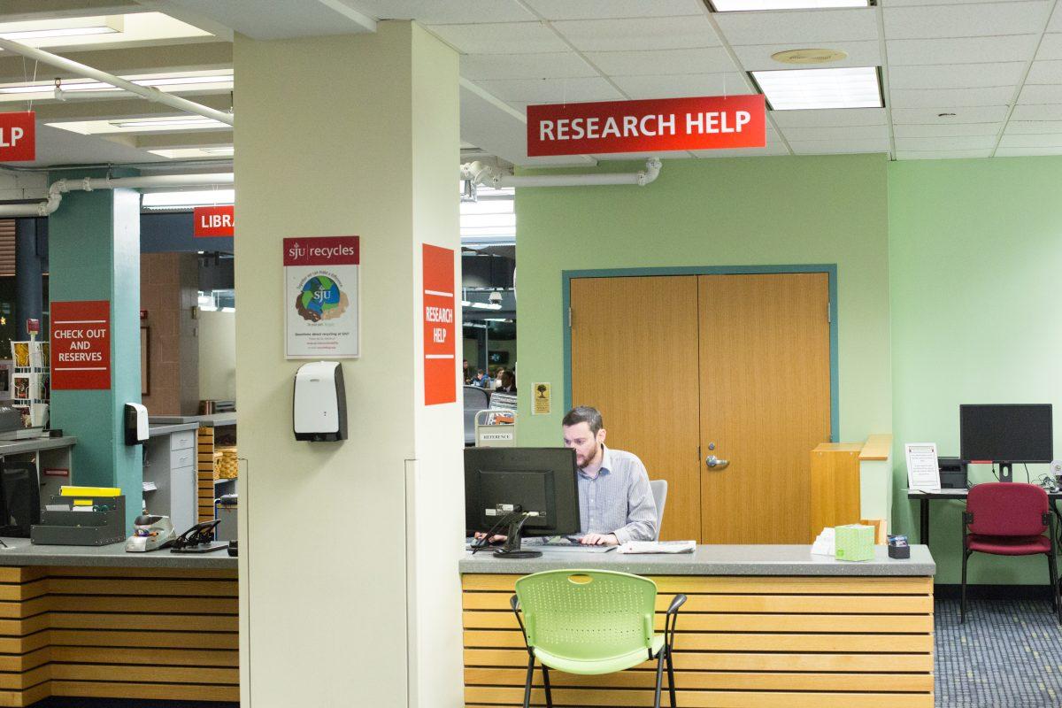 The library research desk in the Francis A. Drexel Library (Photo courtesy of SJU Student Senate).