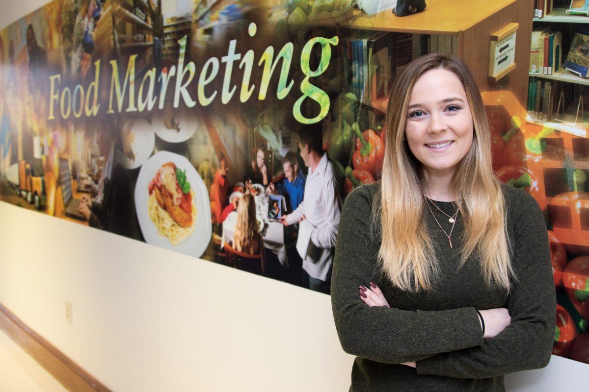 Madison Silvestri ’20, a student in the Food Marketing Co-op program. PHOTO: MITCHELL SHIELDS ’22/ THE HAWK