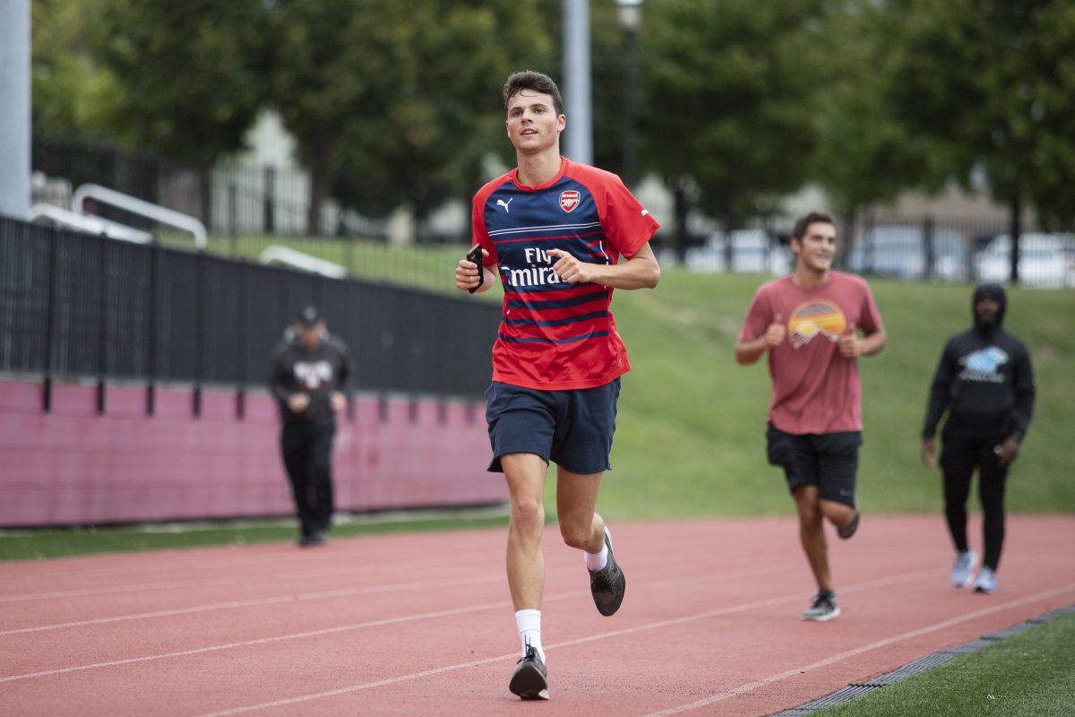 Ethan Widrig ’20 runs his 5Ks on the Kevin Quinn ’62 track. PHOTOS: Mitchell Shields ’22