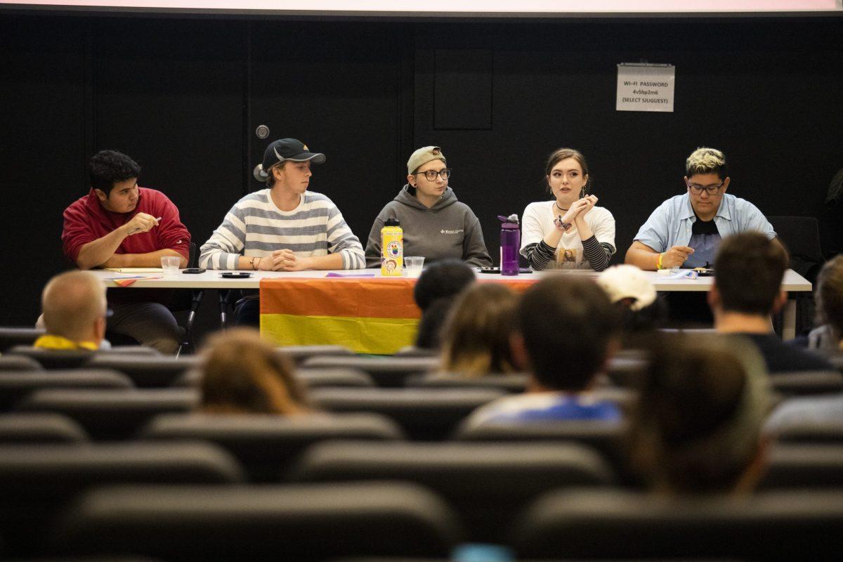  Panel of St. Joe’s students for the first annual Queeries event in 2019. PHOTO: MITCHELL SHIELDS ’22/THE HAWK  