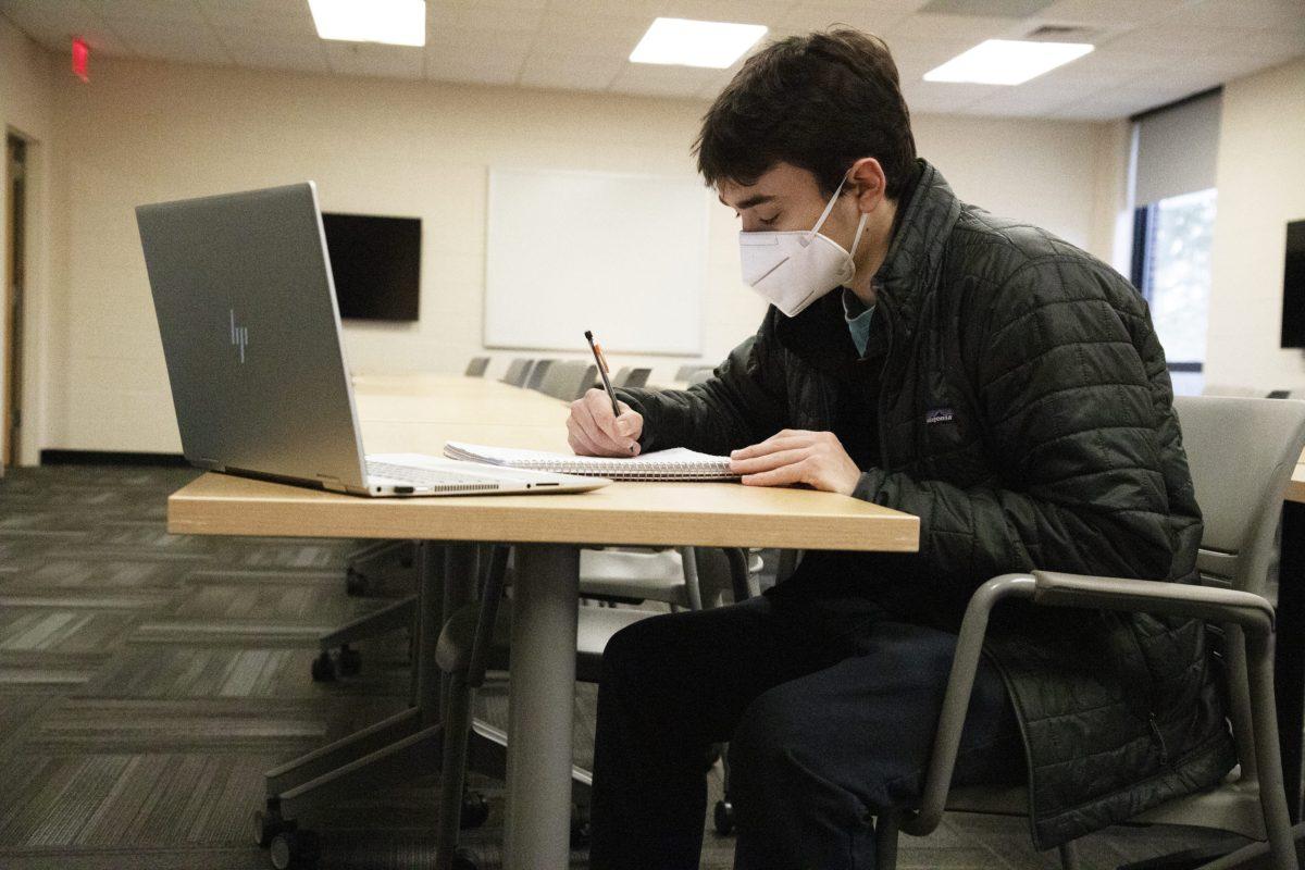 After moving to the front of the classroom, Matt Charleston ’22 found himself more engaged during his classes. PHOTO: KELLY SHANNON 24/THE HAWK