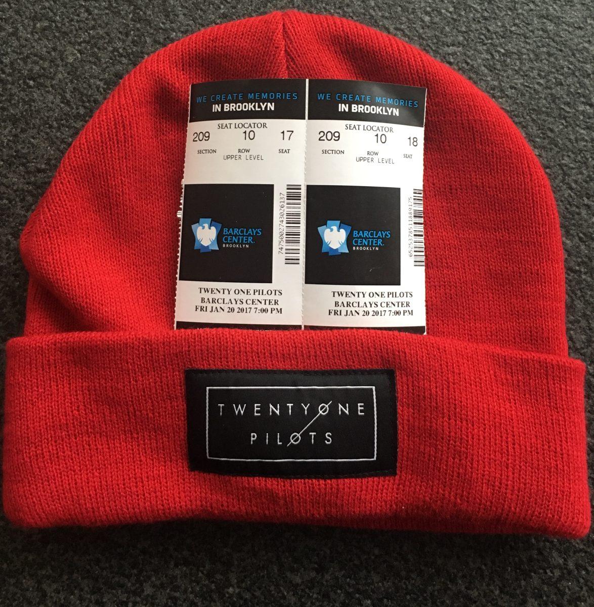 Fans sported red beanies at the recent Twenty One Pilots concert in Brooklyn (Photo by Rafa Dhelomme 20).
