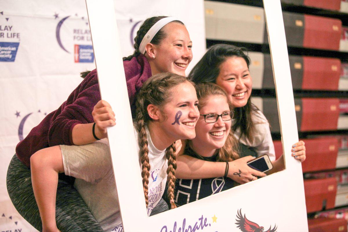 St. Joe's students show their Relay pride as they pose for a group picture (Photos by Kristen Babich '20).