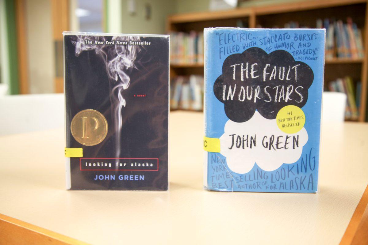 John Green's first and latest novels respectively (Photo by Rose Weldon '19).