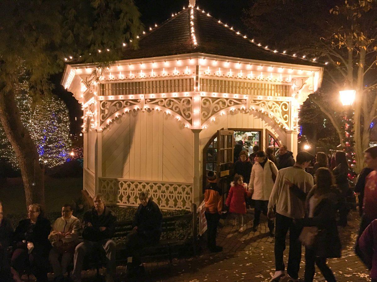 The Village Gazebo, decorated with Christmas lights (Photo by Brittany Swift).