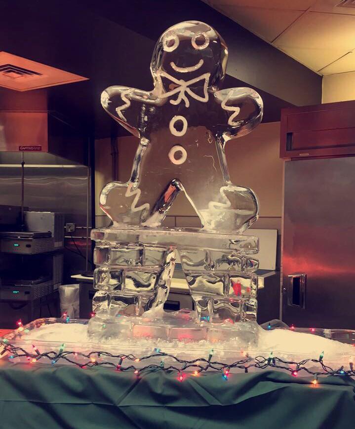 Gingerbread ice sculpture from the Christmas dinner last year (Photo by Charley Rekstis 20).