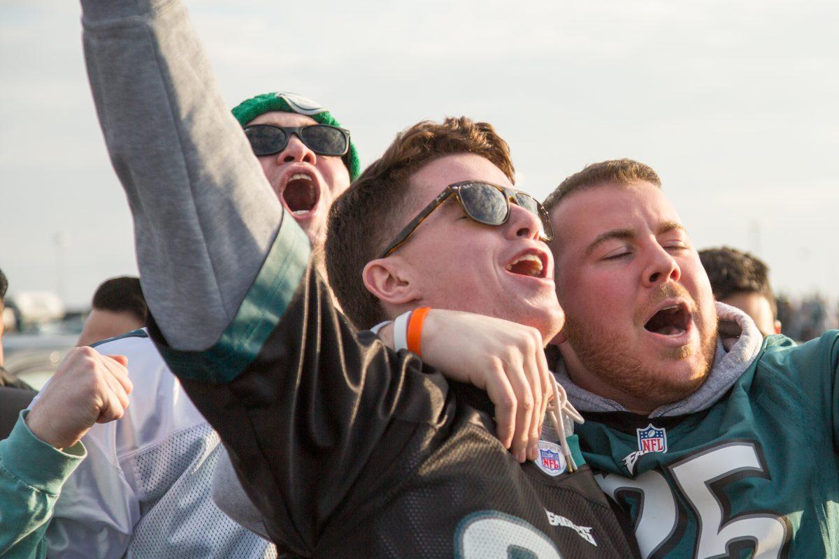 St. Joes students celebrate the Eagles NFC Championship victory