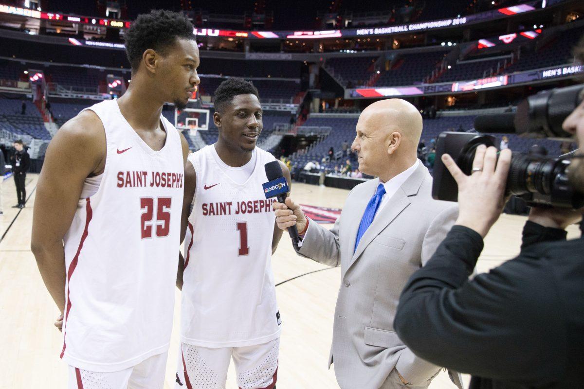 Demery and Newkirk speak after beating George Mason (Photos courtesy of  Mitchell Leff).