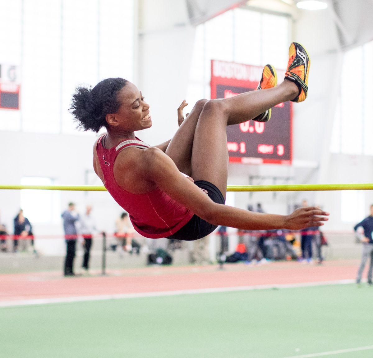 Andre completes the high jump at the ECAC ’s (Photo courtesy of Tom Connelly). 