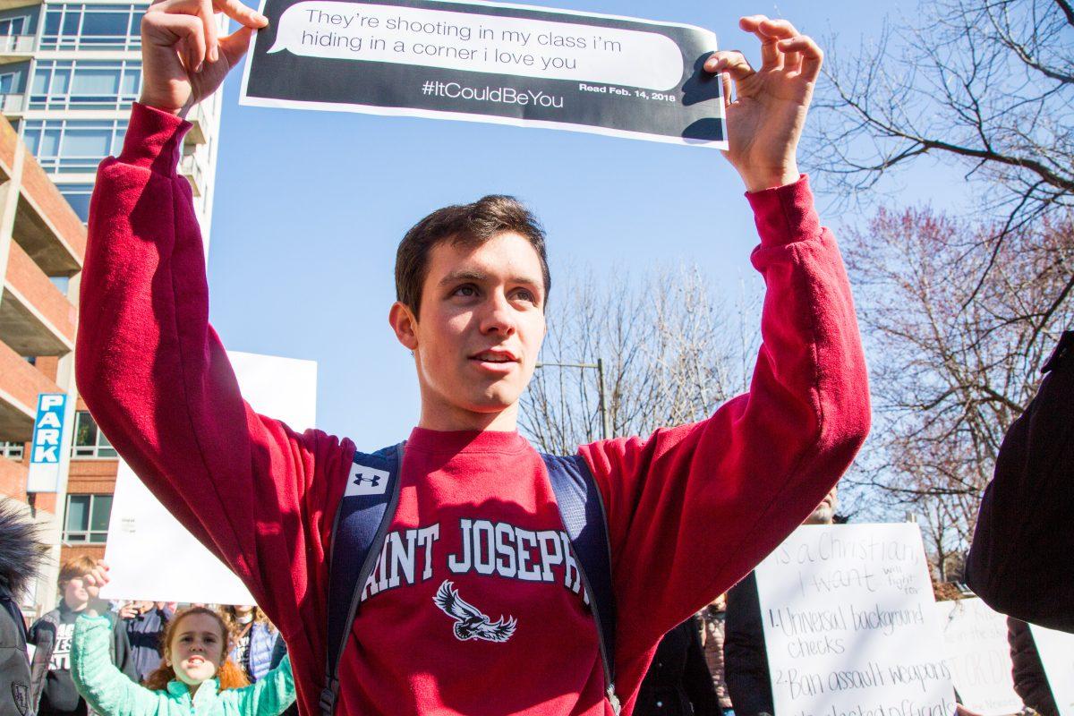 Sean Princivalle 19 attends the March for Our Lives in Philadelphia on March 24 (Photo by Luke Malanga 20).