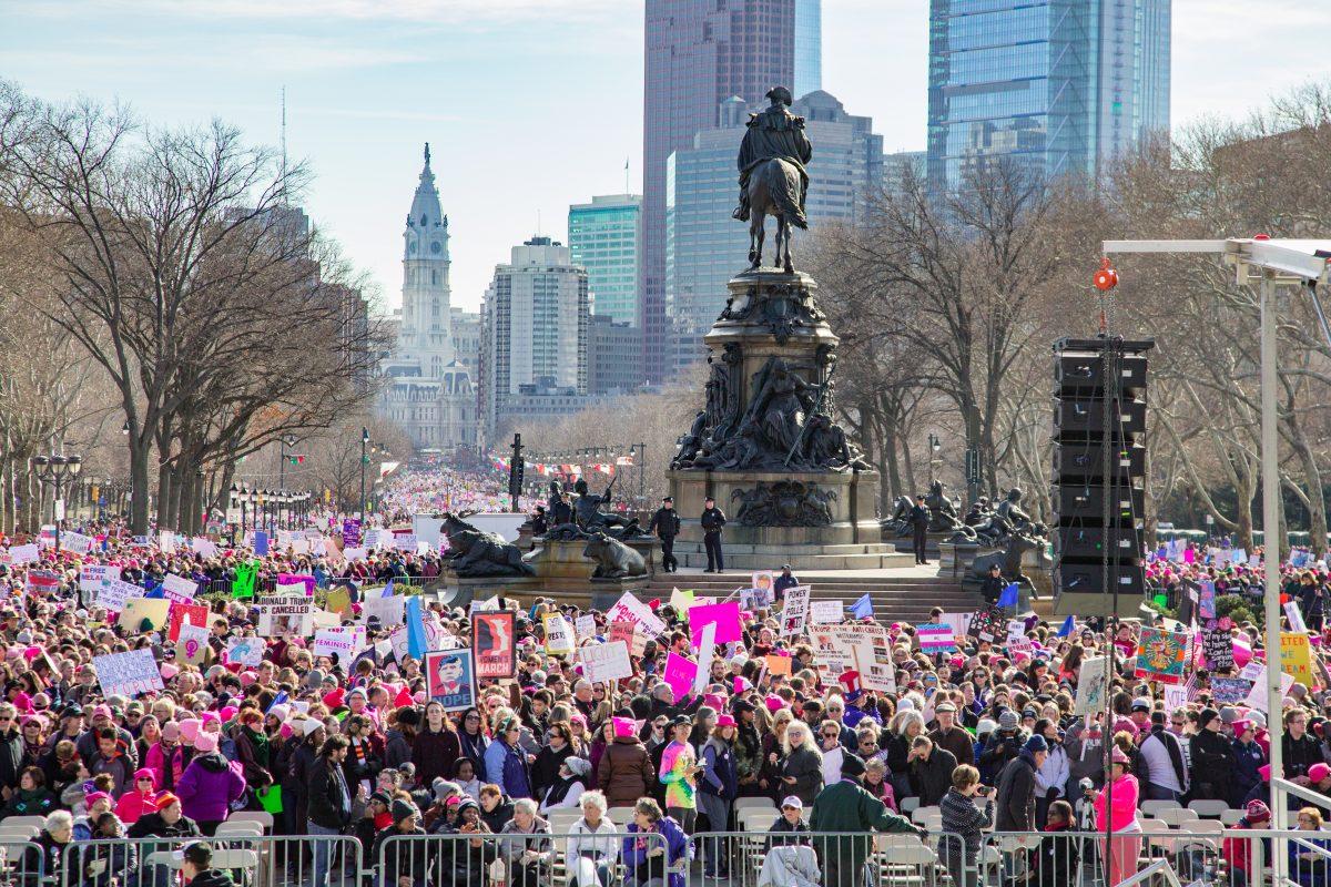 Participants gather in Philadelphia for the Women’s March (Photo by Luke Malanga '20).