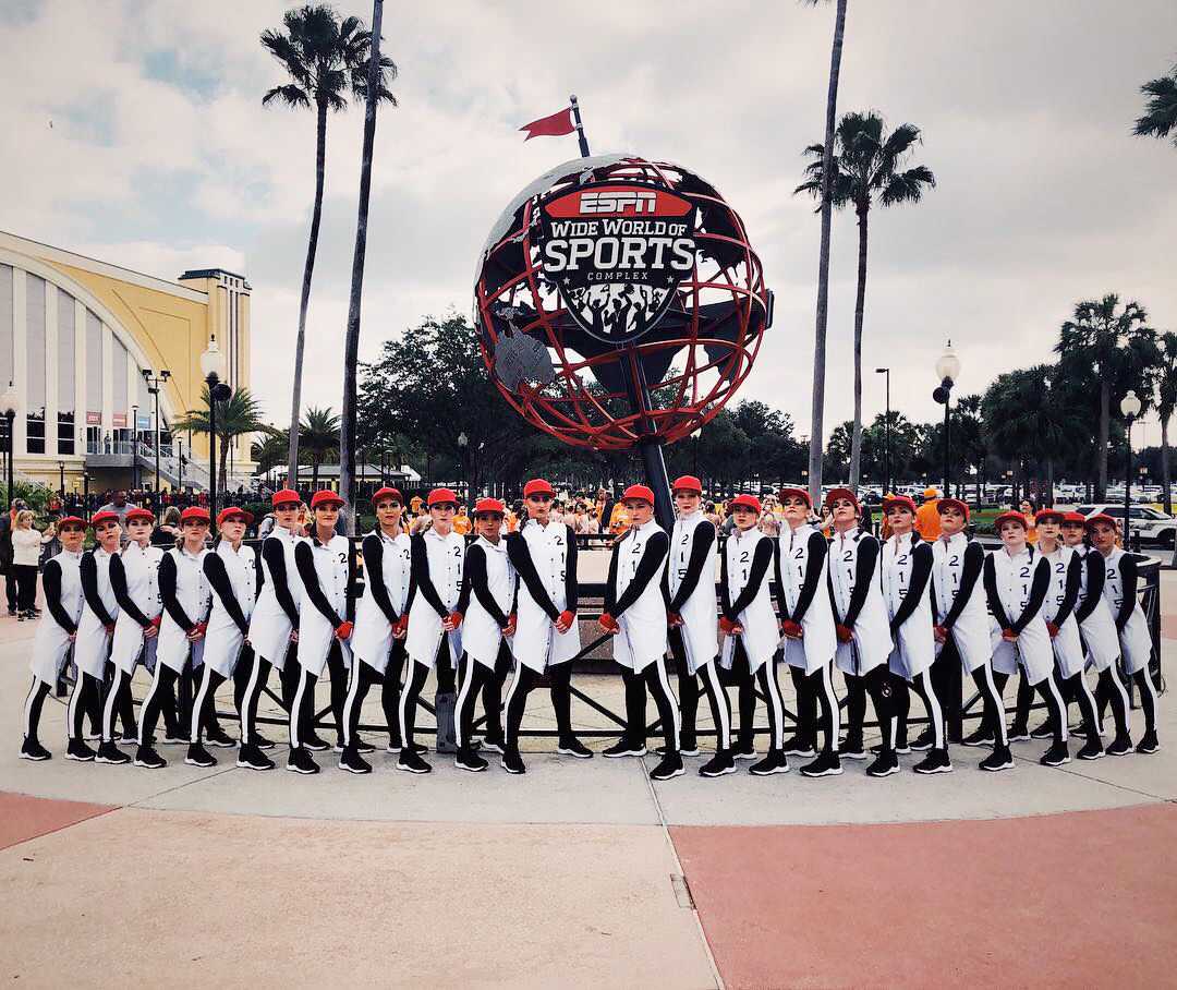 The St. Joes dance team poses at the ESPN Wide World of Sports in Orlando, Fl.  during the College Dance Team National Championship. 
