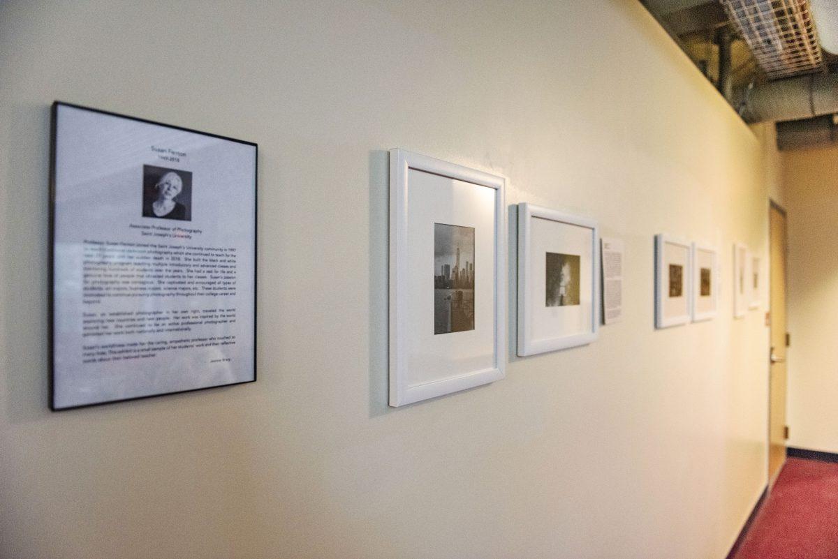 Photography exhibit dedicated to Susan Fenton, located on the second floor of Post Learning Commons. 
PHOTO:  JUL HANKINSON ’19  