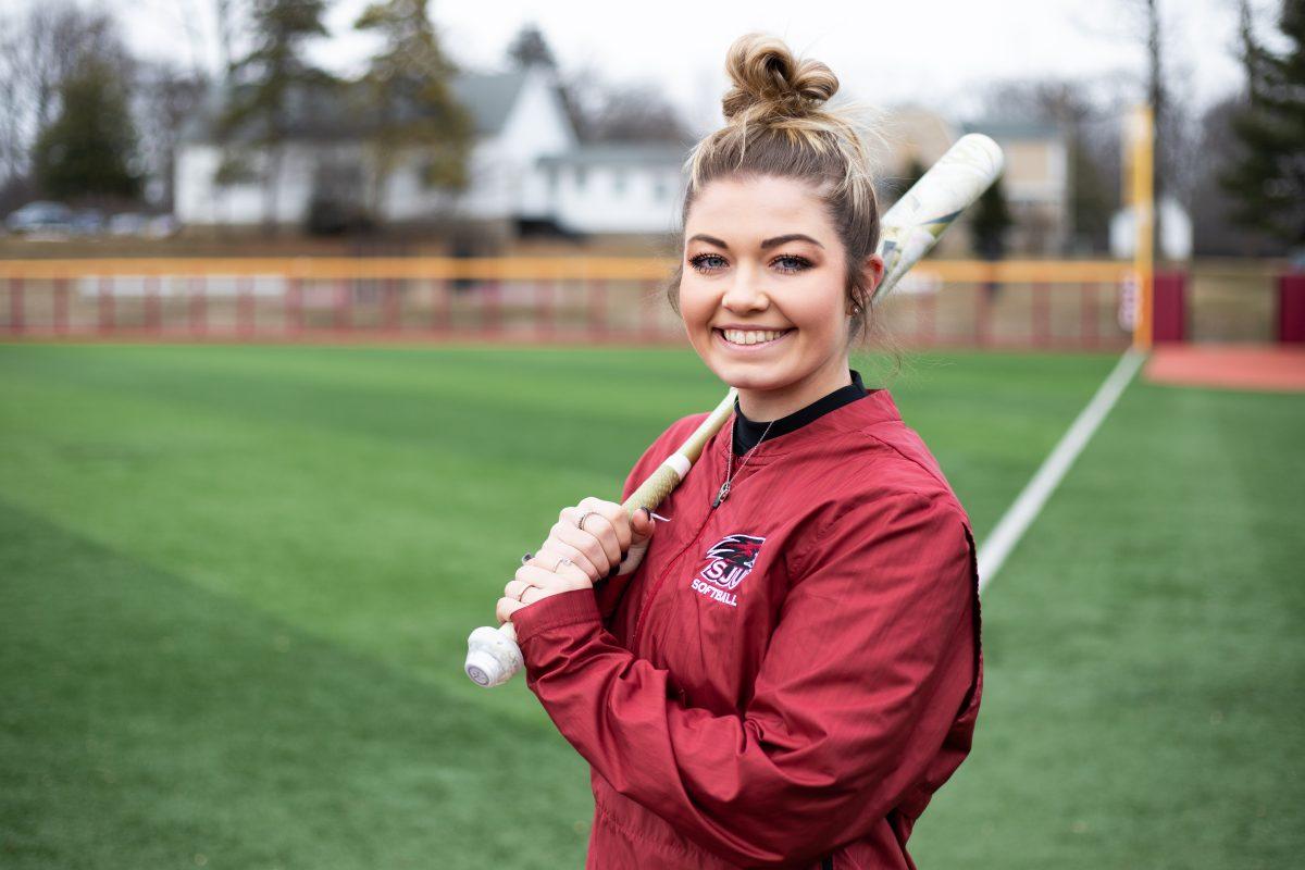 Herr is a softball pitcher and is on the St. Joe’s dance team. PHOTO: MITCHELL SHIELDS ’22/THE HAWK