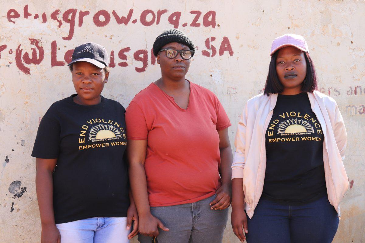 Orange Farm residents Sphiwe Ramaphuma (left), Nokuthula Mabongo (center) and Nokuthula Zwane (right) said they feel South Africa's justice system has failed women who are victims of rape, particularly black women. Photo: Rose Barrett, '20