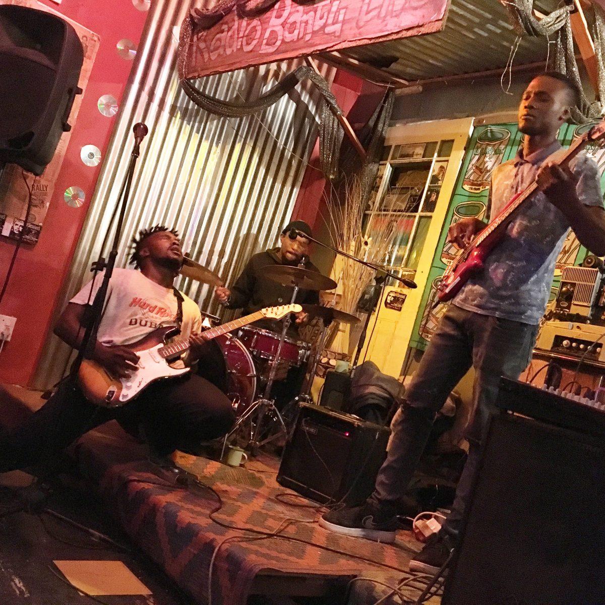 Shameless, a three-person rock n roll band from Soweto, played for the first time last month at The Roving Bantu Kitchen in Johannesburg. PHOTO: The Hawk 