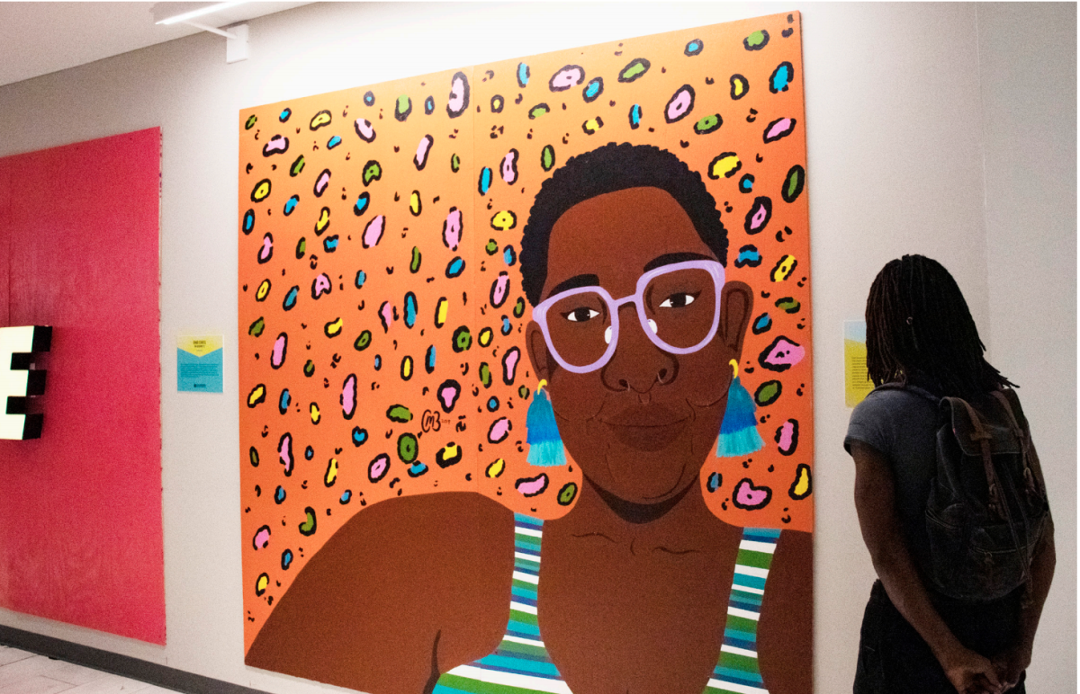 This piece, titled “Self-Assured,”was crafted using a combination of bright colors and patterns. PHOTOS: Zach Dobinson ’22