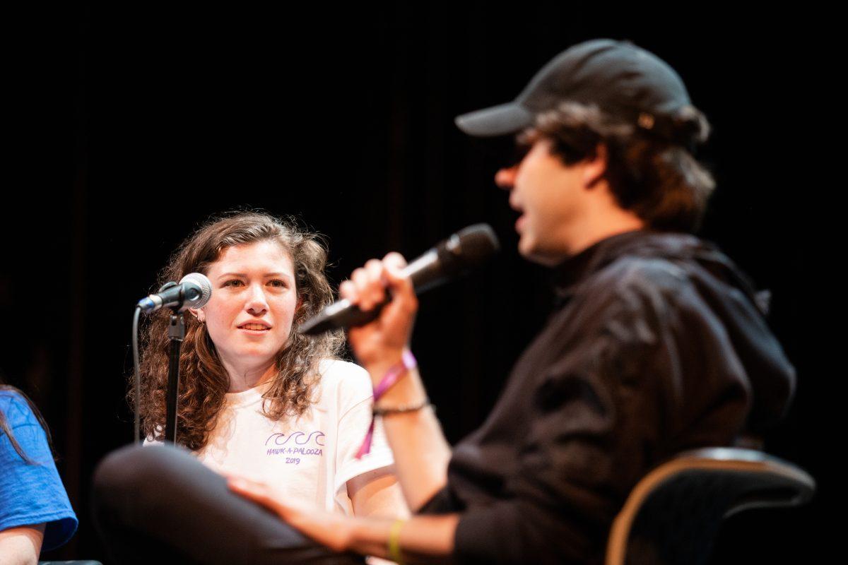 Sarah Walker ’22, marketing manager for Hawk Hill Productions, at a spring 2019 event featuring David Dobrik. PHOTO: Mitchell Shields 22