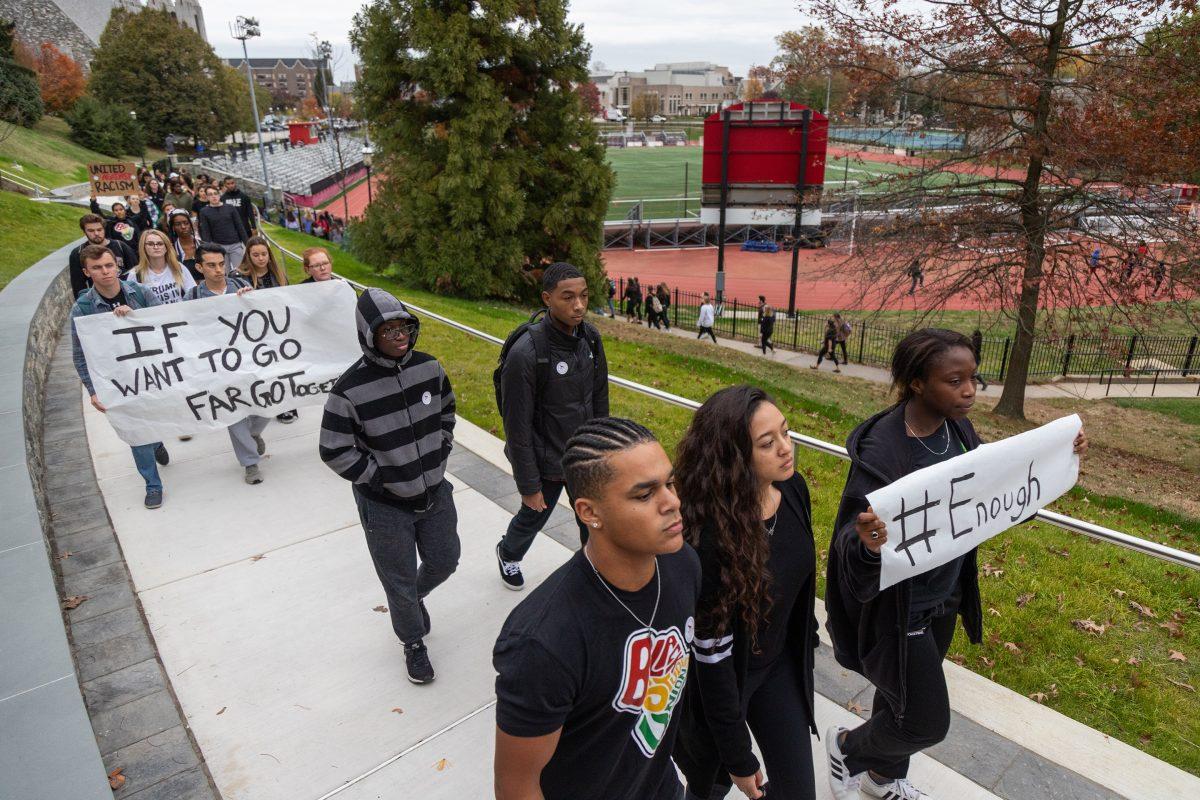 In response to the most recent racist incident on campus, BSU organized a silent march.
PHOTO: MITCHELL SHIELDS ’22/THE HAWK