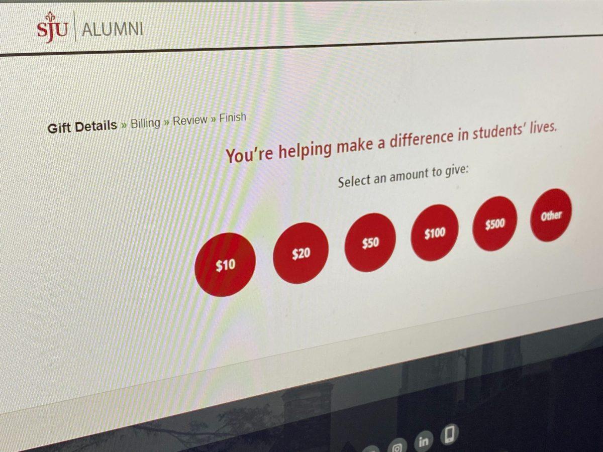 People are able to donate to the Students in Need fund on the SJU Alumni website. PHOTO: MITCHELL SHIELDS 22/THE HAWK