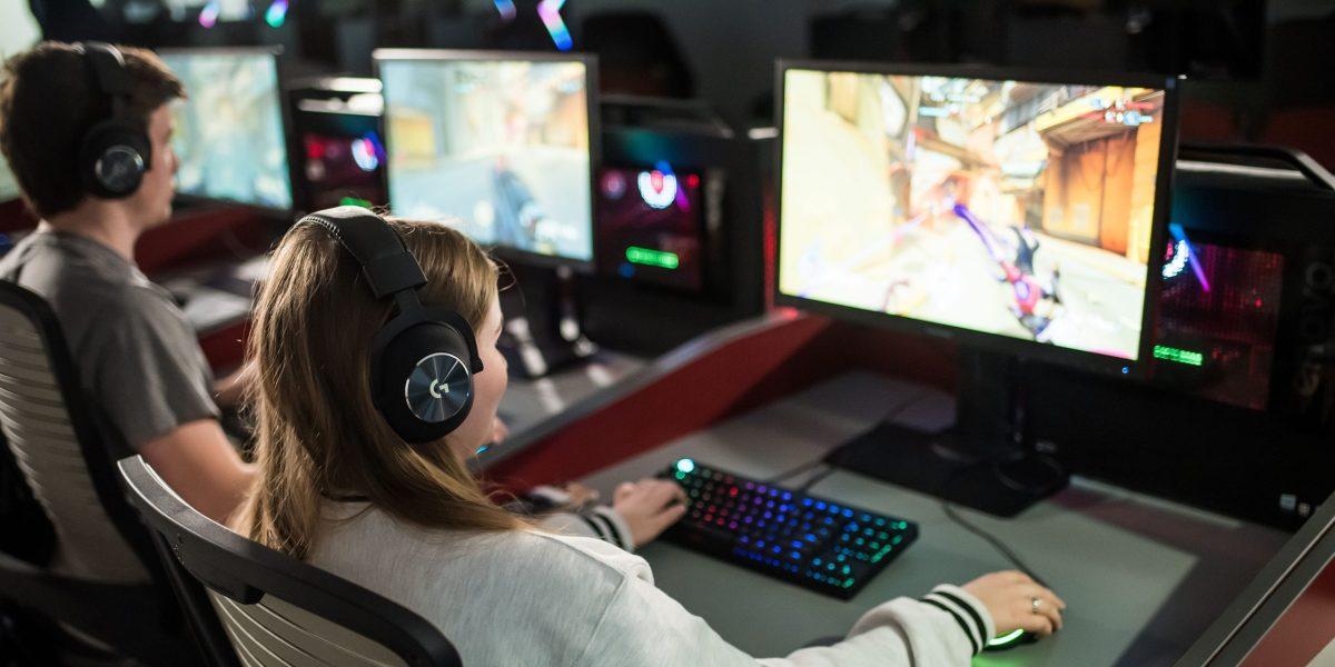 Allison Grenier ’21 tests out the new esports lab equipment. PHOTO COURTESY OF MELISSA KELLY PHOTOGRAPHY