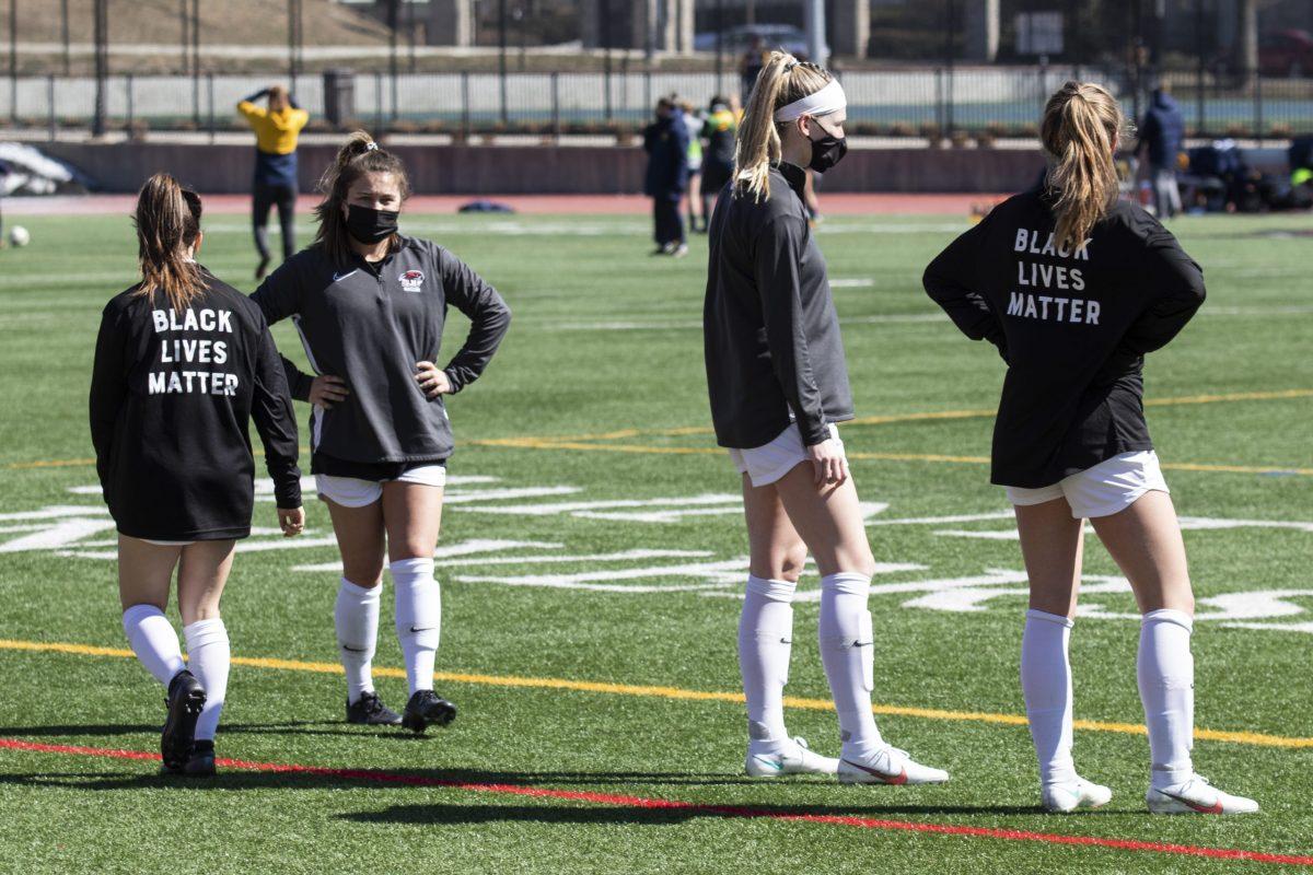 Women’s soccer was one of the first teams to wear Black Lives Matter warm-up gear.
PHOTO: DANNY REMISHEVSKY ’23/THE HAWK