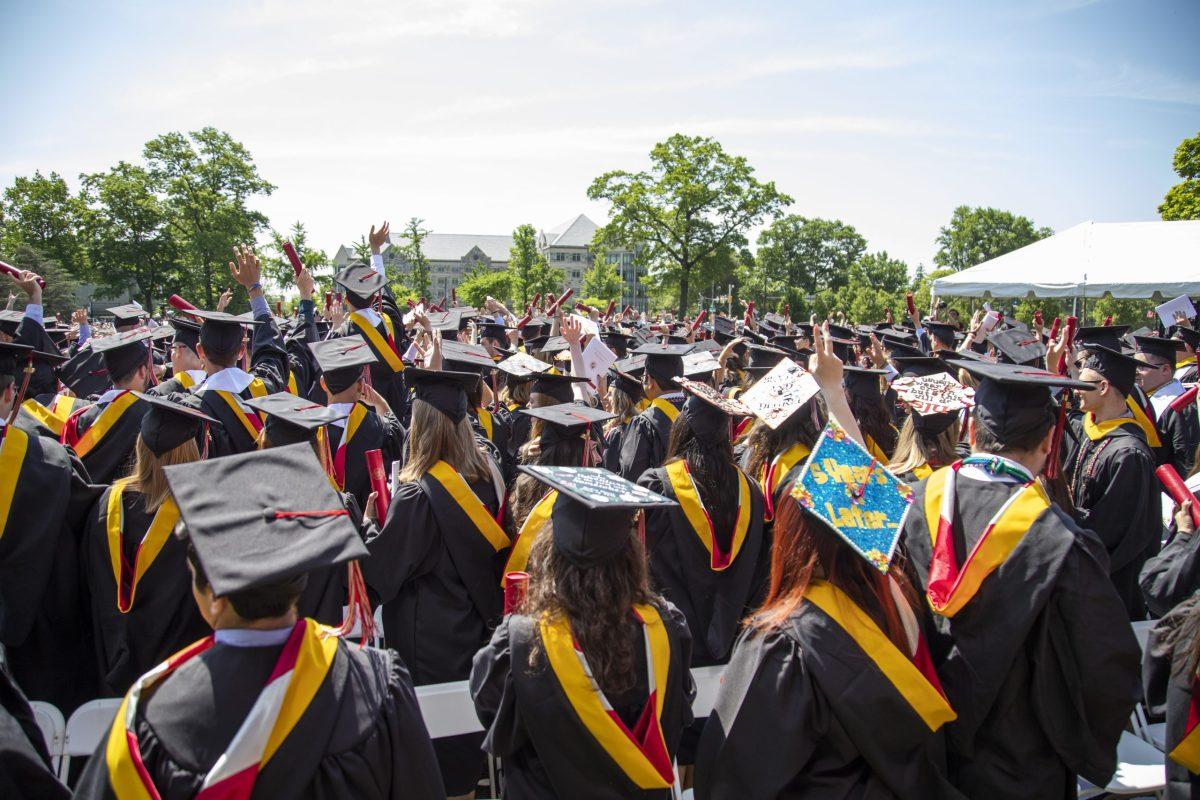 The class of 2019 celebrates at their commencement ceremony. PHOTO: MITCHELL SHIELDS ’22/THE HAWK