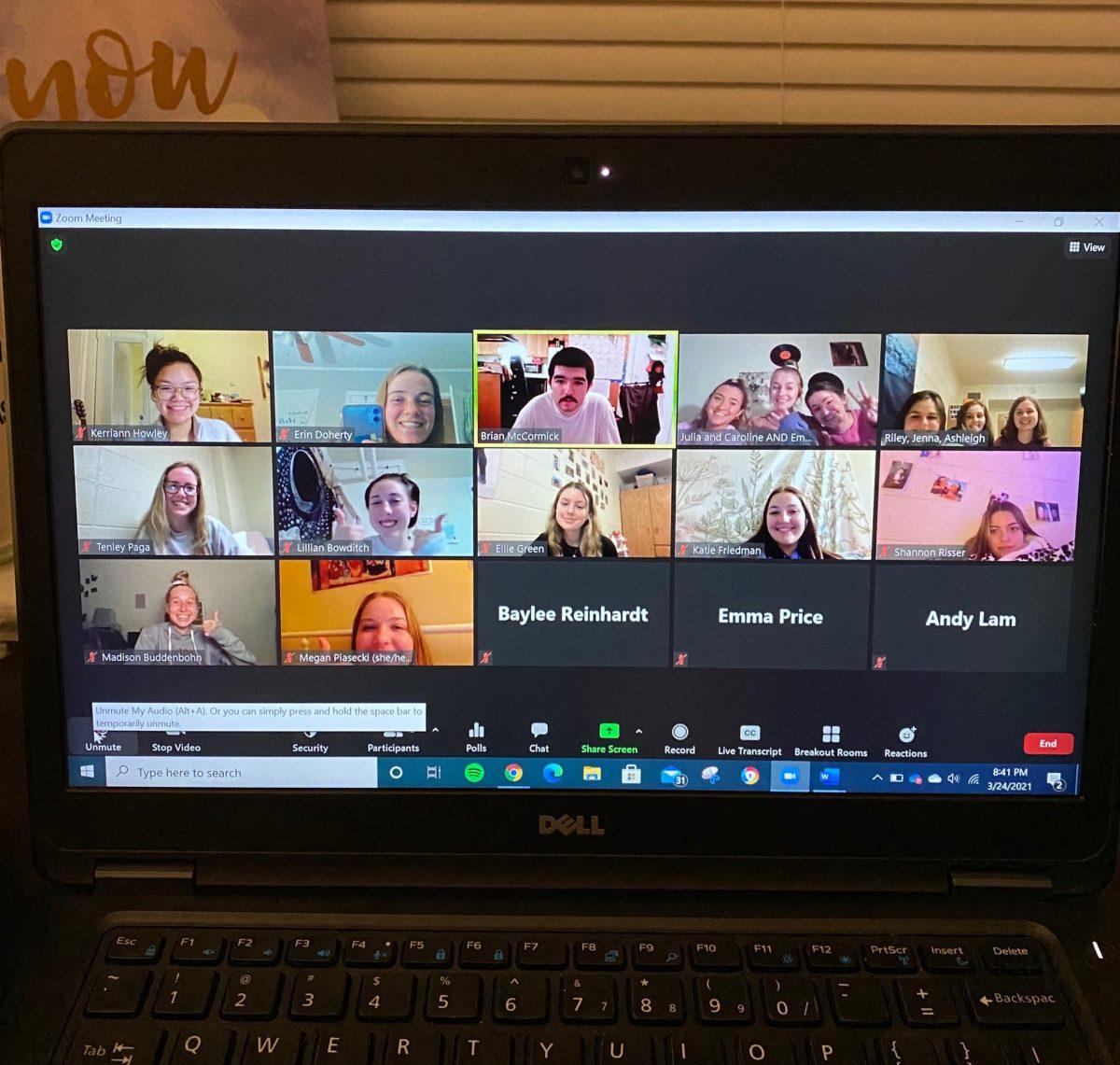 Best Buddies participants get to spend time together virtually this semester on Zoom. PHOTO COURTESY OF KERRIANN HOWLEY ’22