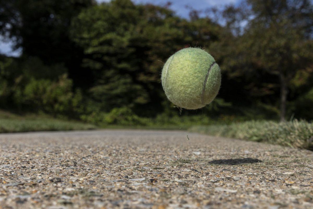 The International Tennis Federaton (ITF) made yellow the standard color of tennis balls in 1972, but
Wimble-don continued to use white balls until 1985. PHOTO: MITCHELL SHIELDS ’22/THE HAWK
