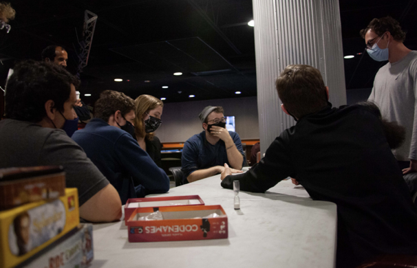 Students participate in a tabletop game at one of the club’s meetings.
PHOTO: KEELY GALLAGHER ’25/THE HAWK