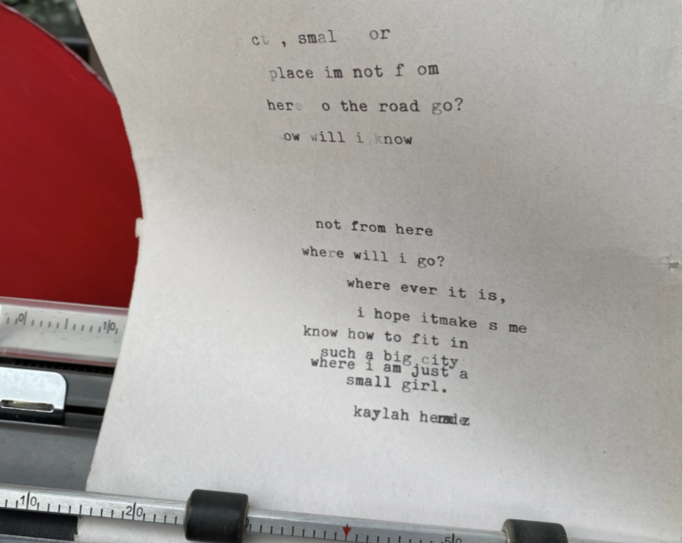 A poem Kaylah Hernandez ’23 wrote about living in a big city. PHOTO: KAYLAH HERNANDEZ ’23/THE HAWK