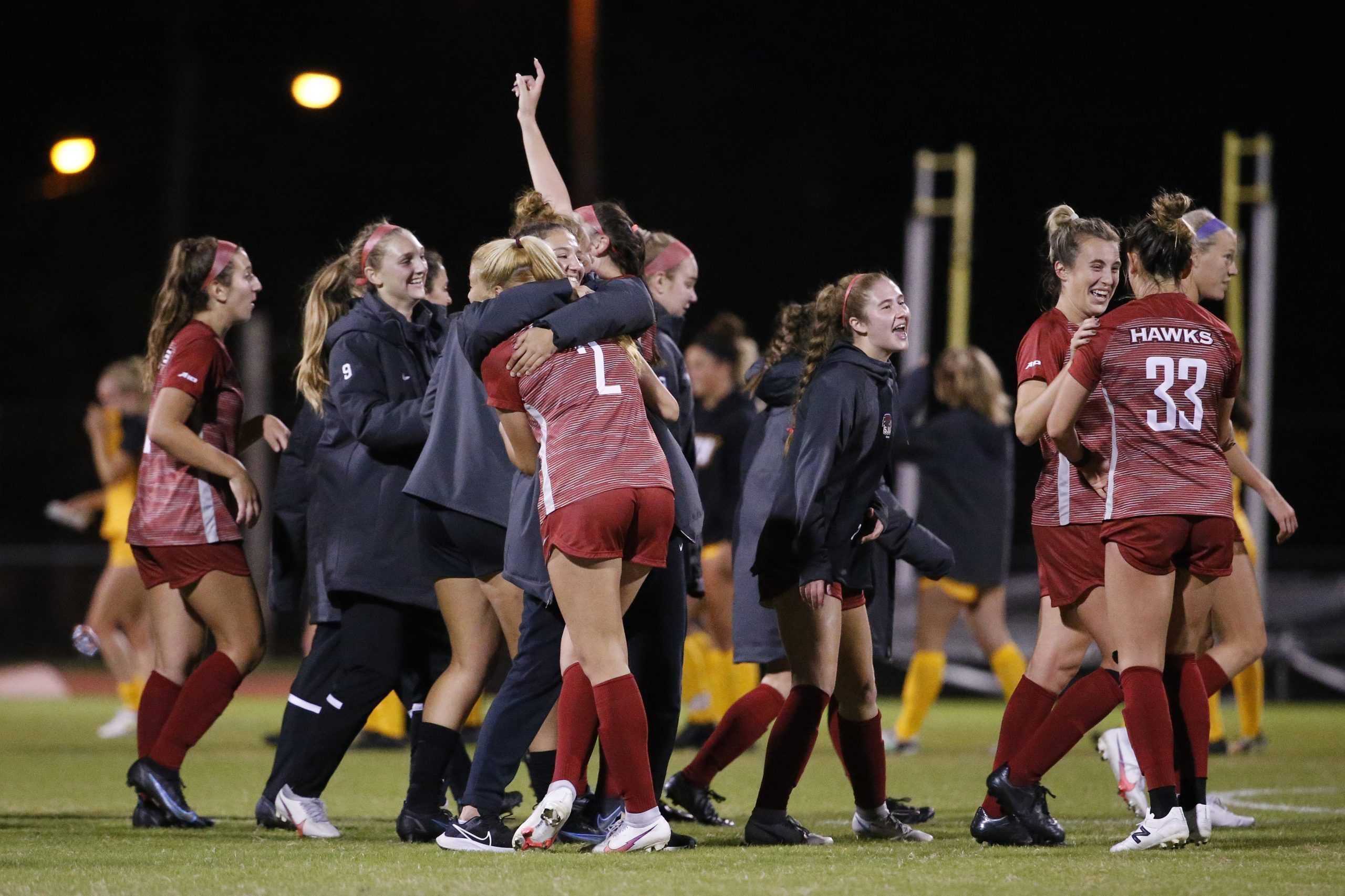 The team celebrates after their win over VCU.
PHOTO COURTESY OF THE ATLANTIC 10.