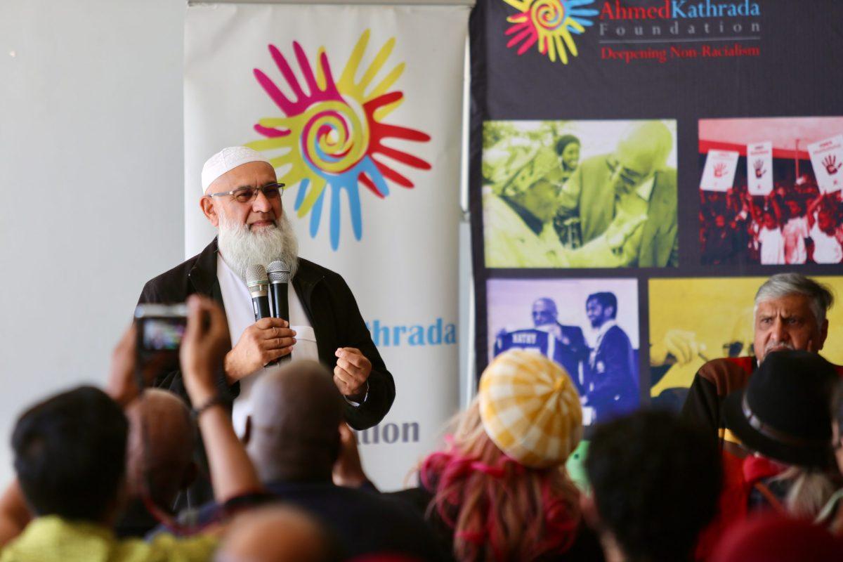 Author Ismail Vadi speaks to the audience at the June 5 launch of his book, Young Lions of Lenz: Lenasia Youth League (1982–1991). PHOTO: THE HAWK
