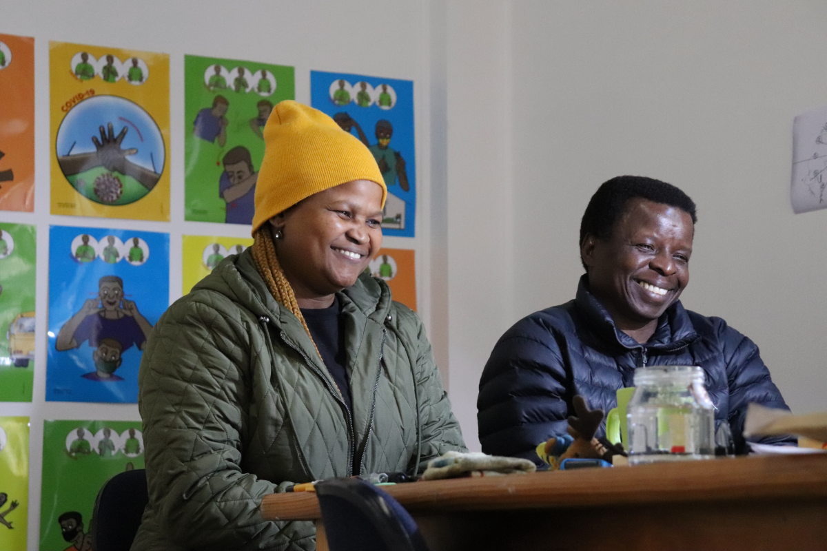 Ayanda Ntukwana (left) and Abram Moyaha (right) are based at SLEDs Johannesburg location. PHOTO: KATIE ROSTA 22/THE HAWK