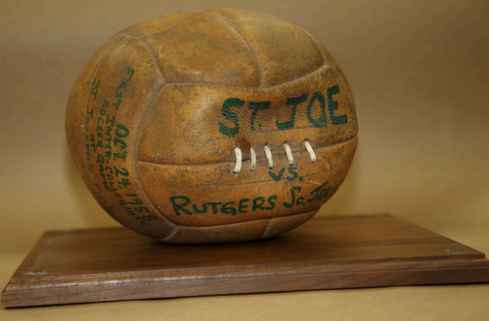 The game ball from the first intercollegiate soccer game at St. Joes
PHOTO: SHENID BHAYROO/THE HAWK