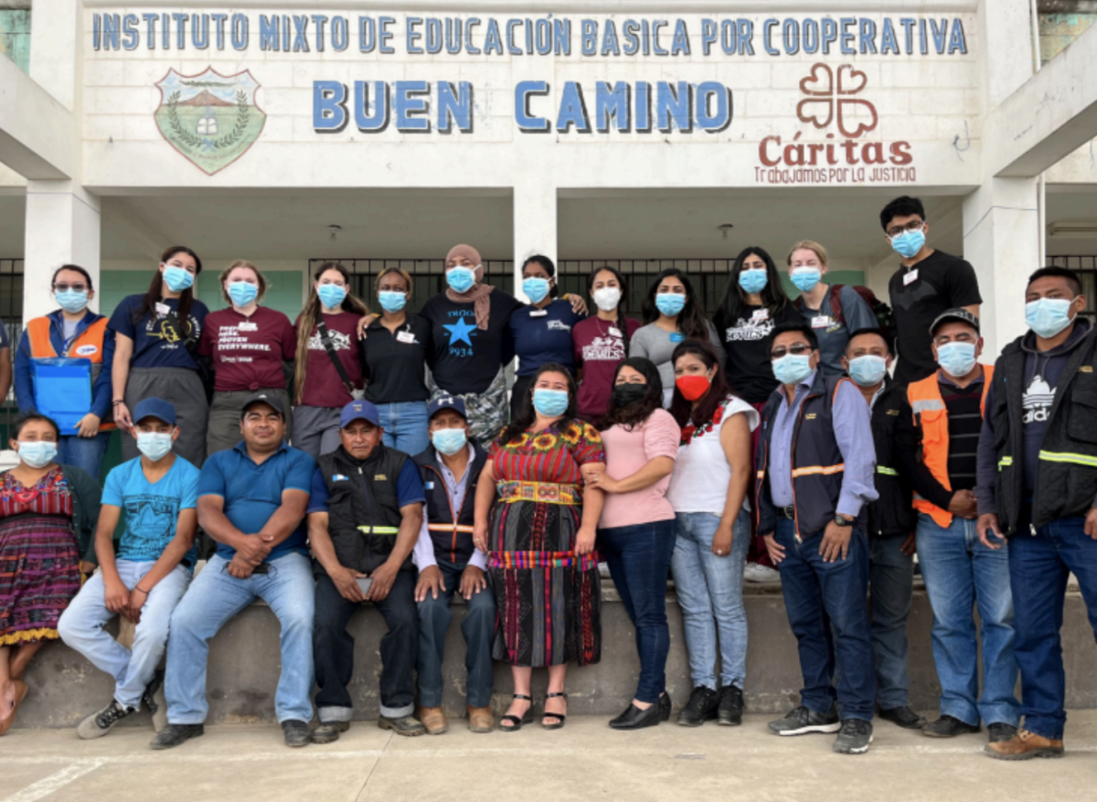 UCity GMB volunteers with GMB staff in Chirijuyu, Guatemala. PHOTO COURTESY OF ATHIRA BABU ’24