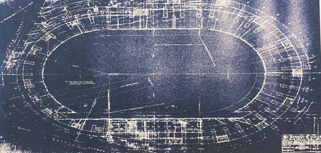 A blueprint from Sweeney Field prior to its construction.
PHOTO: AARON TULLY ’23/THE HAWK