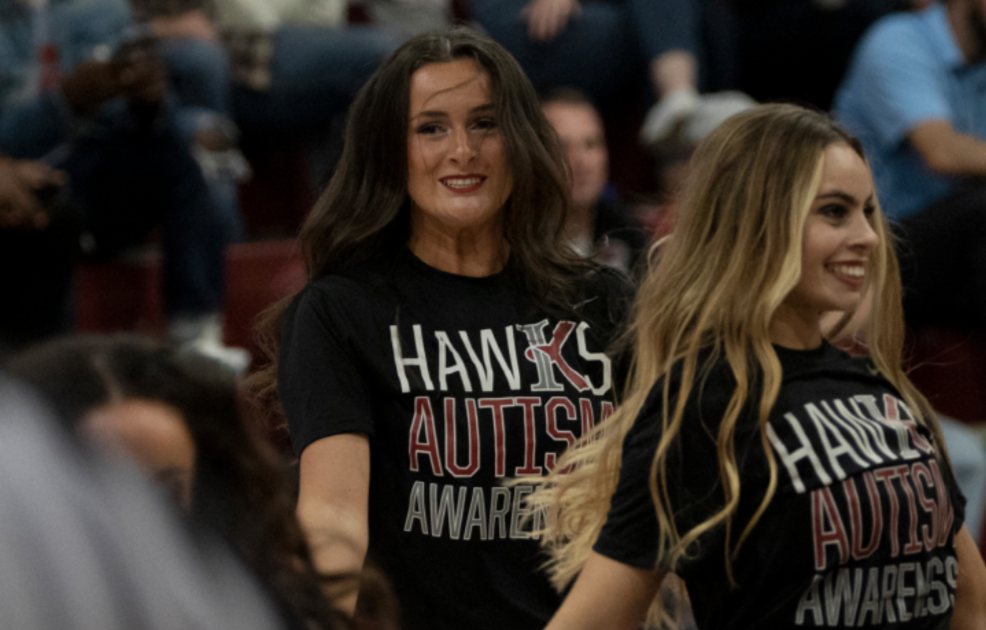 Doyle performing the dance teams half-time routine at the mens basketball game on Oct. 29 against Townson.
PHOTO: KELLY SHANNON’24/THE HAWK