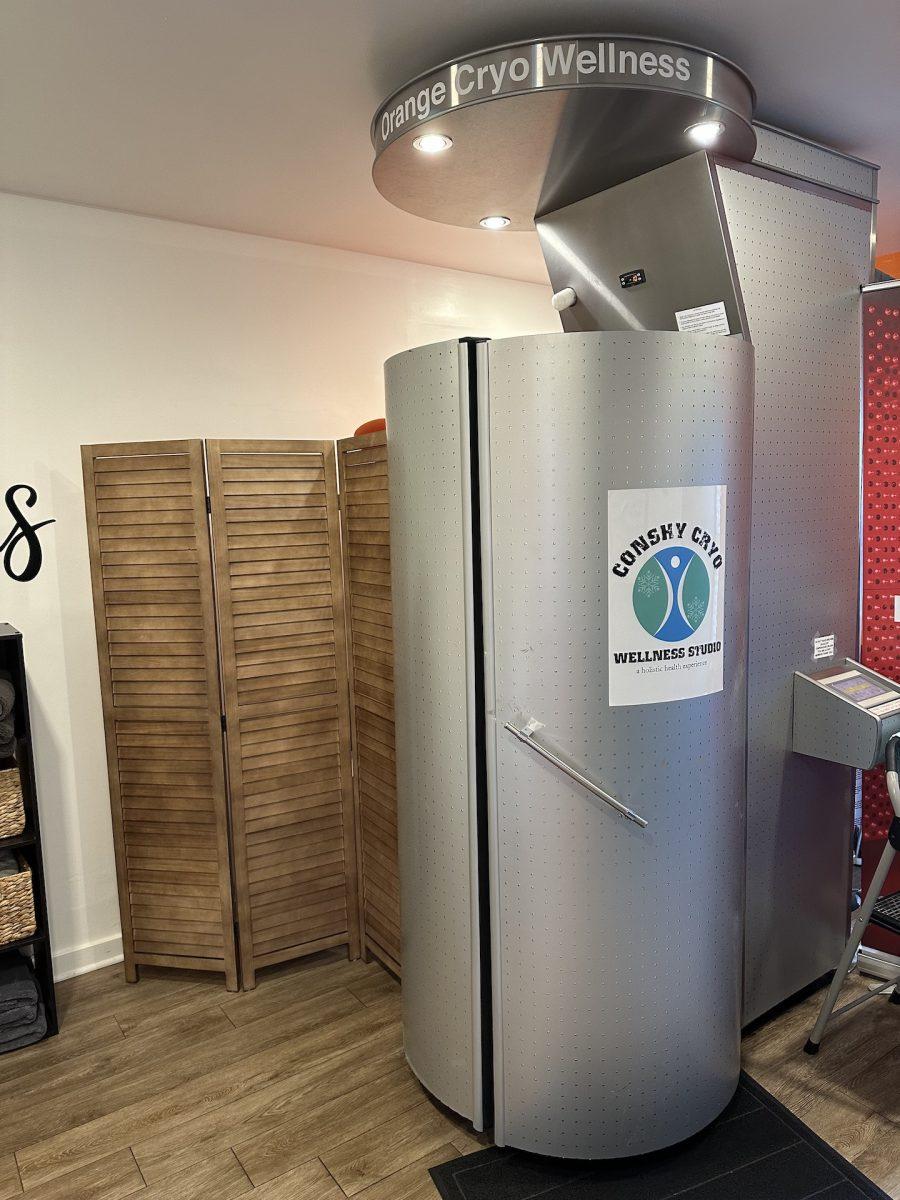 The cryotherapy chamber at Orange Cryo Wellness in Conshohoken. PHOTO COURTESY OF KATIE CAPPELLETTI ’24