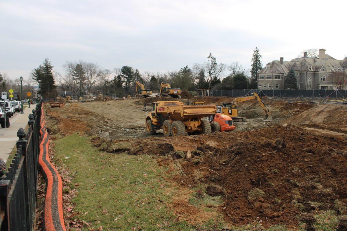 The site of contruction for Sister Thea Bowman Hall, where blasting will begin Feb. 12.
PHOTO: PAUL HENSON ’25/THE HAWK