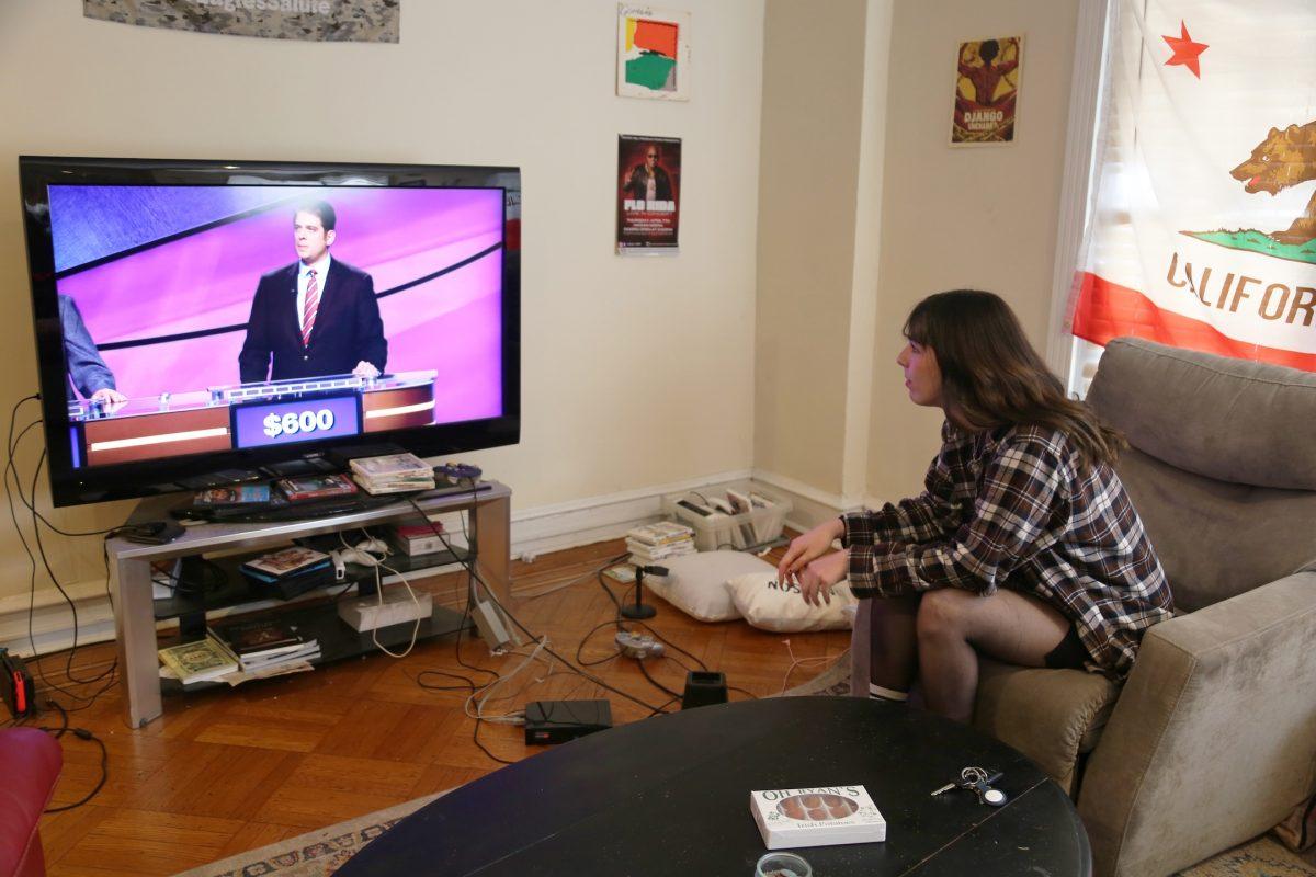 Beth Donnelly ’24 testing her “Jeopardy!” genius skills.
PHOTO: MADELINE WILLIAMS ’26/THE HAWK