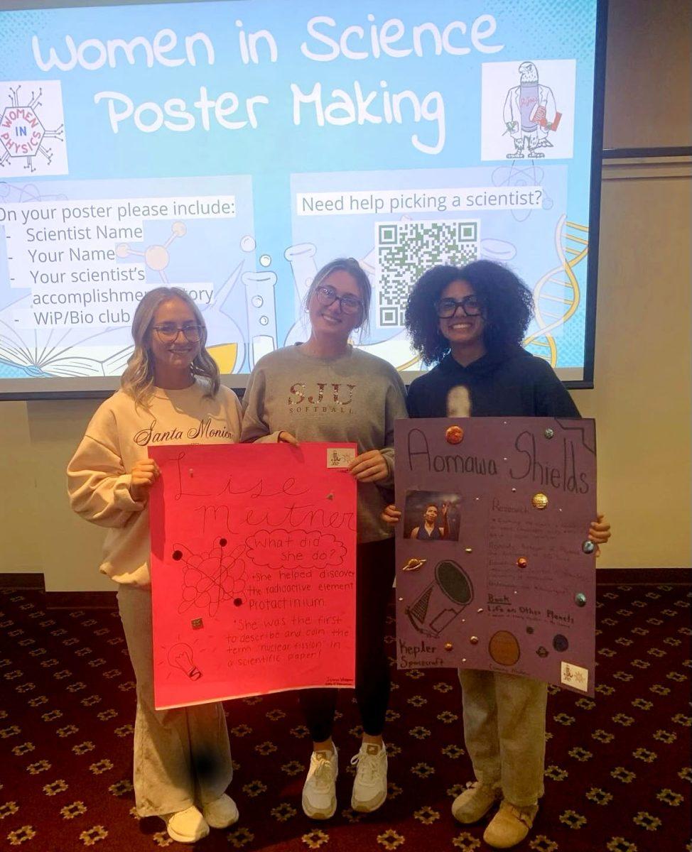 Haley McMenamin '27, Jenna Wagner '27,  Gianna Muhaw '27 attended the Women in Physics session during a Women’s History Month event in Doyle North Banquet Hall. PHOTO: Courtesy of Shayna Sit. 