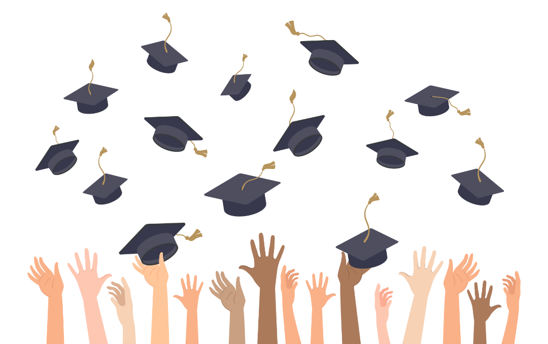graphic+of+hands+throwing+graduation+caps+in+air
