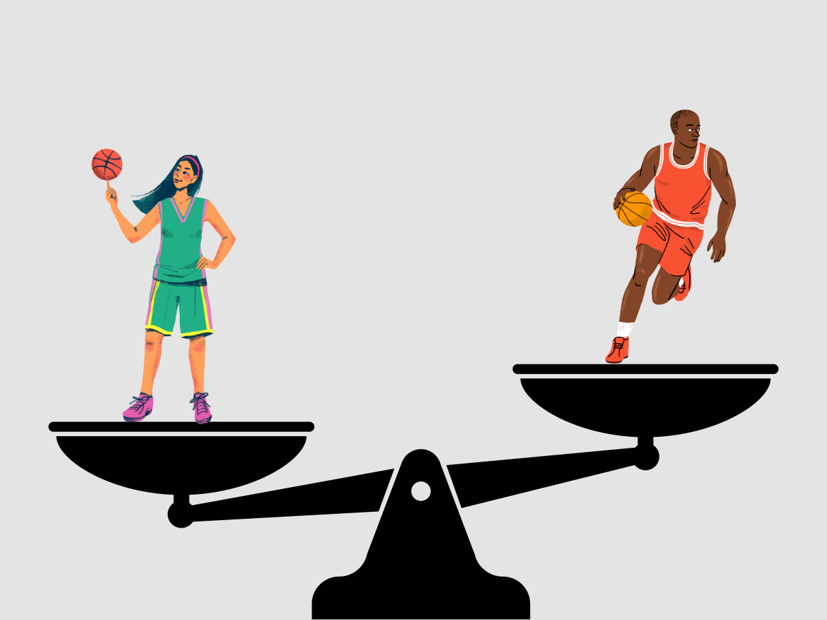 graphic+of+a+scale+with+a+woman+basketball+athlete+lower+than+the+male+athlete