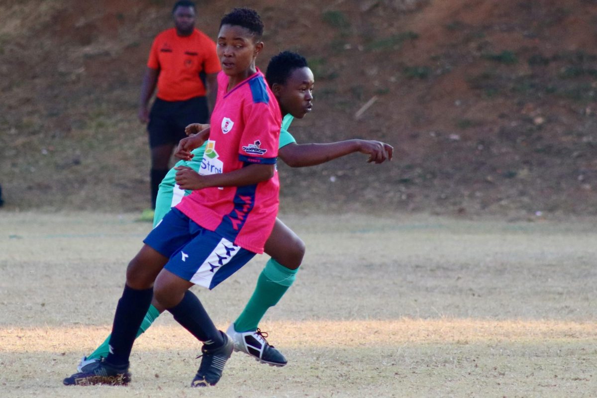 Defender Oratile Makurube quickly changes directions during a June 15 match between the Regional Ladies Emmarentia Pirates and the Peace Makers Ladies. PHOTO: ZACH PODOLNICK ’26/THE HAWK 
