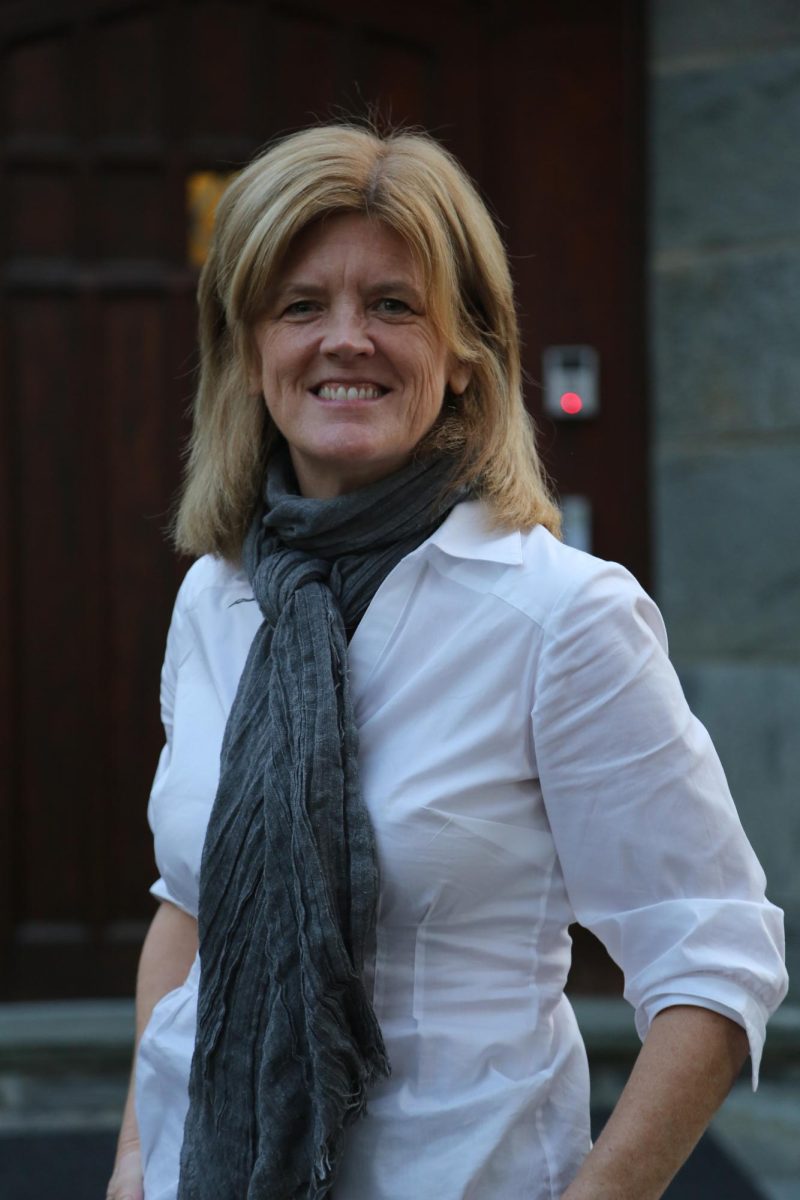 Provost and Senior Vice President of Academic Affairs
Jean McGivney-Burelle, Ph.D., poses outside of St.
Thomas Hall, Nov. 4.
PHOTO: MADELINE WILLIAMS ’26/THE HAWK