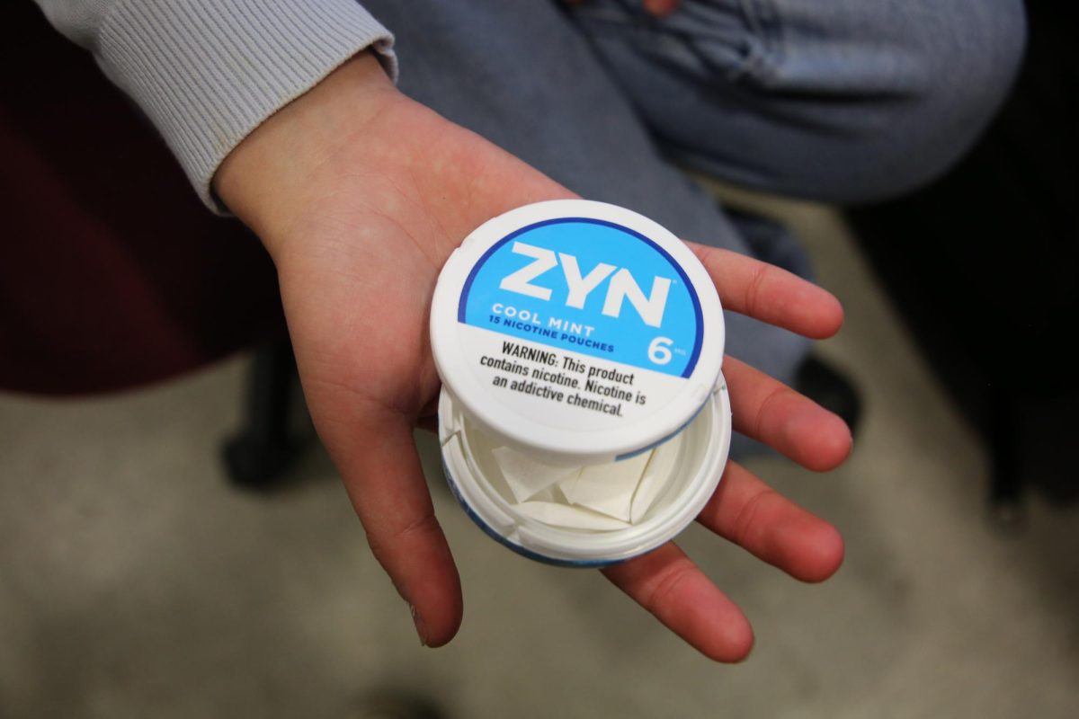 A Zyn tin with nicotine patches inside.
PHOTO: ZACH PODOLNICK ’26/THE HAWK